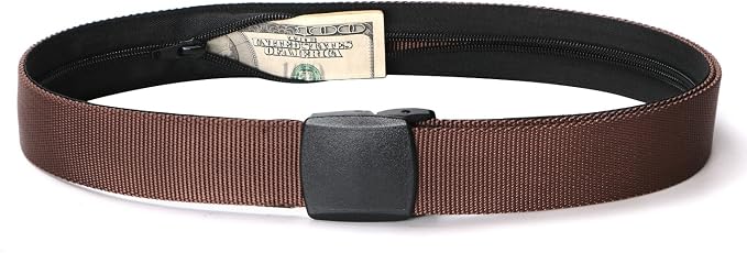 SUOSDEY Travel Money Belt, Nylon Hidden Money Pocket Belt with Plastic Buckle