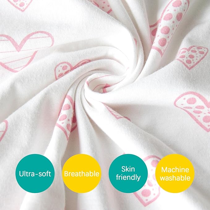 Biloban Organic Cotton 2 Pack Kids Toddler Pillowcase for Children Toddler Pillows 13"x 18" or 14"x19", Envelope Travel Toddler Pillow Cover Case (Pink Print)