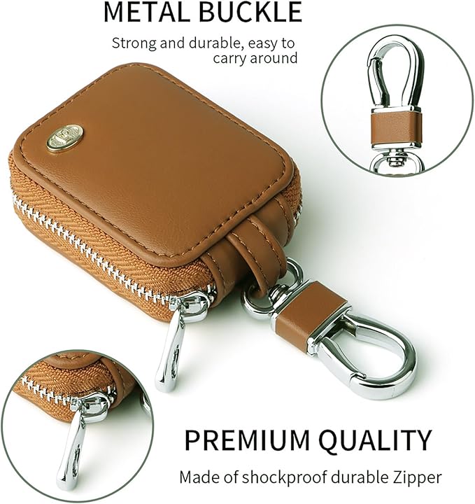 Earbud Case, Headphone Storage Case for AirPods 4/1/2/3/Pro 2, PU Leather Zipper Carrying Pouch Earbuds Bag with Keychain for Wireless Earphones, Wired Headphone & USB Cable - EJB 1 PCS Brown