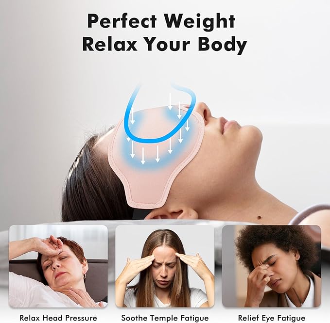 Sleep Eye Mask for Men Women, Weighted Sleeping Mask for Side Sleeper, Travel Blackout Night Blindfold Eye Shade Cover with Adjustable Strap (Blush, 4.6oz)