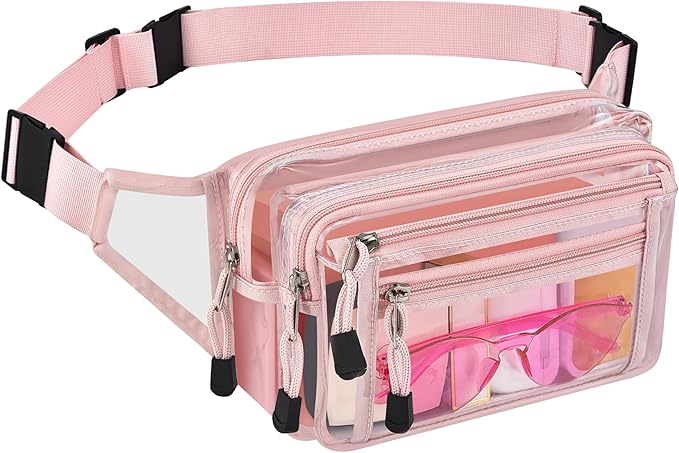 Clear Bag Stadium Approved Clear Fanny Pack for Women for Work,Multi-purpose Waist Bag for Travel & Sporting Event