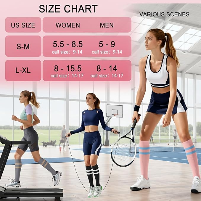 4 Pairs Compression Socks for Women Circulation-Best Support for Nurses,Running,Athletic,Travel