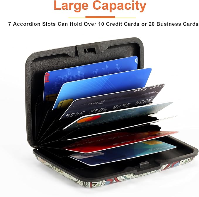 Mayski 2 Pack Credit Card Holder for Women, RFID Blocking, Green Mandala Aluminum Alloy Hard Case, Small Mini Business Metal Wallet for Men