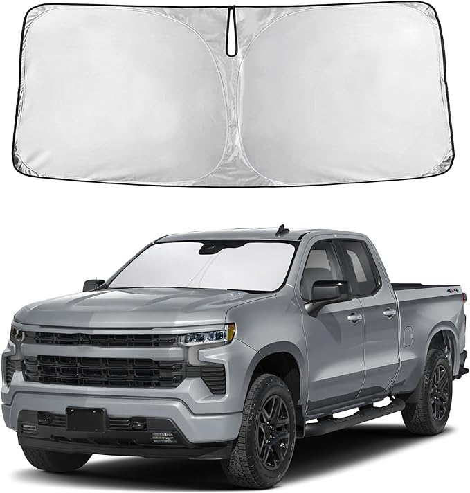 Autovir Windshield Sun Shade Fit for 2019-2024 2025 2026 Chevrolet Silverado 1500 Sunshade, Front Car Window Shades Sun Visor, Blocks UV Rays & Heat, Car Accessories