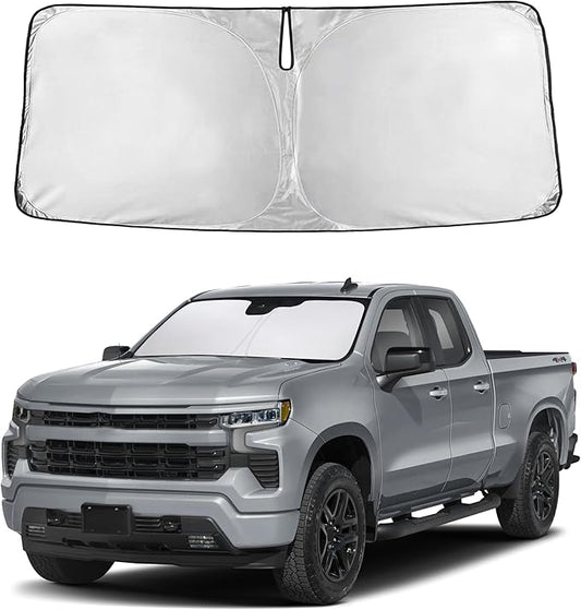 Autovir Windshield Sun Shade Fit for 2019-2024 2025 2026 Chevrolet Silverado 1500 Sunshade, Front Car Window Shades Sun Visor, Blocks UV Rays & Heat, Car Accessories