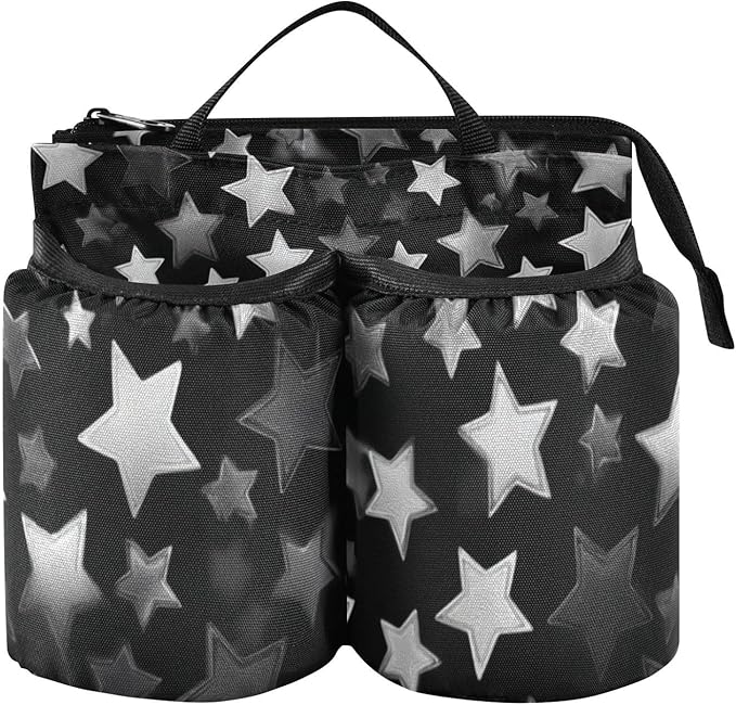 Luggage Cup Holder for Suitcases Free Hands Suitcase Cup Holder Travel Luggage Drink Holder Portable Luggage Cup Caddy Bag Carrier with Handle Silver and Grey Stars