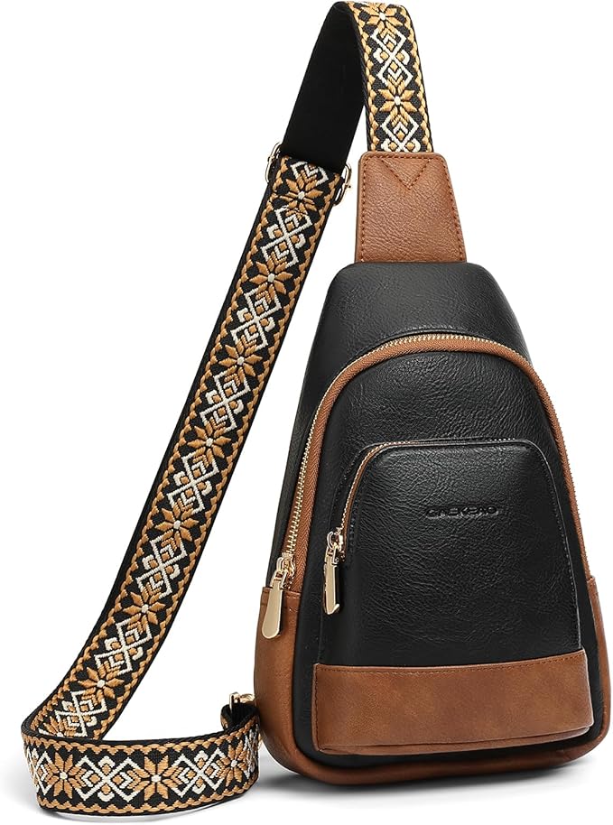 GAEKEAO Small Crossbody Sling Bag for Women Trendy Crossbody Purse Vegan Leather Fanny Packs Chest Bag Backpack