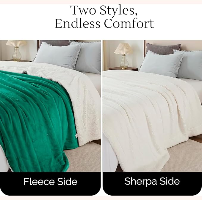 Waterproof Blanket for Bed Intimacy (40" x 60" Small), Reversible Fleece | Sherpa Throw, Water Proof Blanket TPU Stain Proof Couch Furniture Cover Large Dog Bed Winter Protector - Green