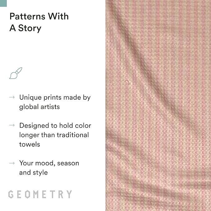 GEOMETRY Spring Kitchen Towels - Quick Dry Microfiber Cloth Spring & Summer Dish Towels for Kitchen Drying - Premium Quick Dry Towel - Strawberry Shortcake Lines, 18" x 30" - 1-Pack