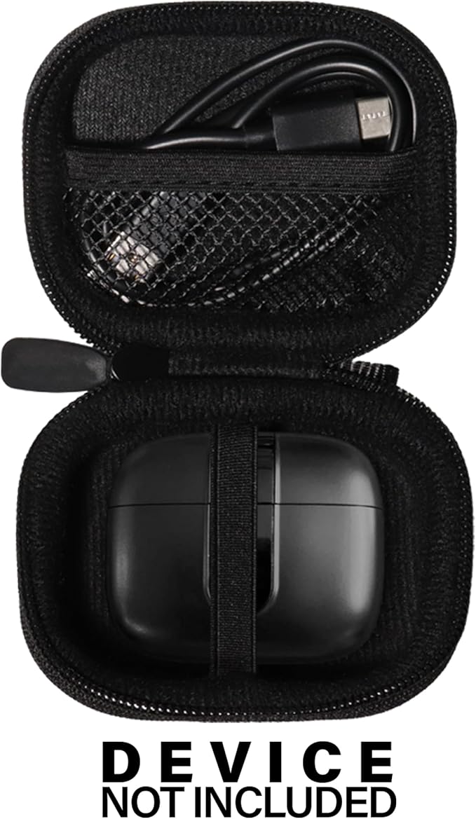 Case for TAGRY X08 Bluetooth Headphones True Wireless Earbuds 60H, mesh Pocket for Charge Cable (Black)