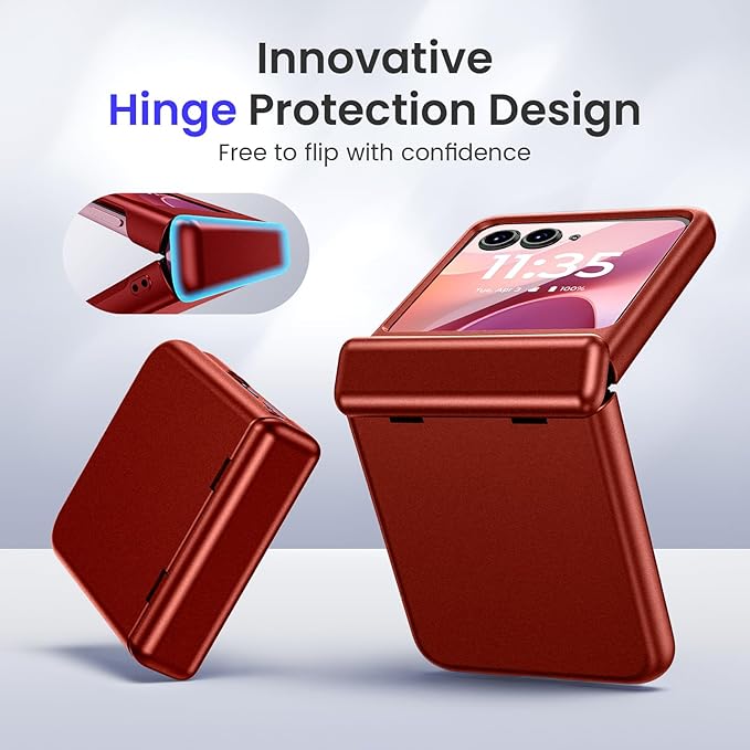 VEGO for Razr 2026/2025/2024 Case, Motorola Razr 26/25/24 Case with Screen Protector [Anti-Scratch & No-Slip] Full Body Hinge Cover Drop Protection Protective Phone Case for Razr 2026-Red