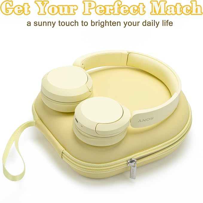 Ginsco Universal Headphone Case Compatible with JBL Tune 510BT 720BT, Sony WH-CH 720N/WH-CH520, with Sony/JBL/Soundcore Life Q20i Q30/BERIBES/TOZO/KVIDIO etc Wireless Headphones (Butter Yellow)