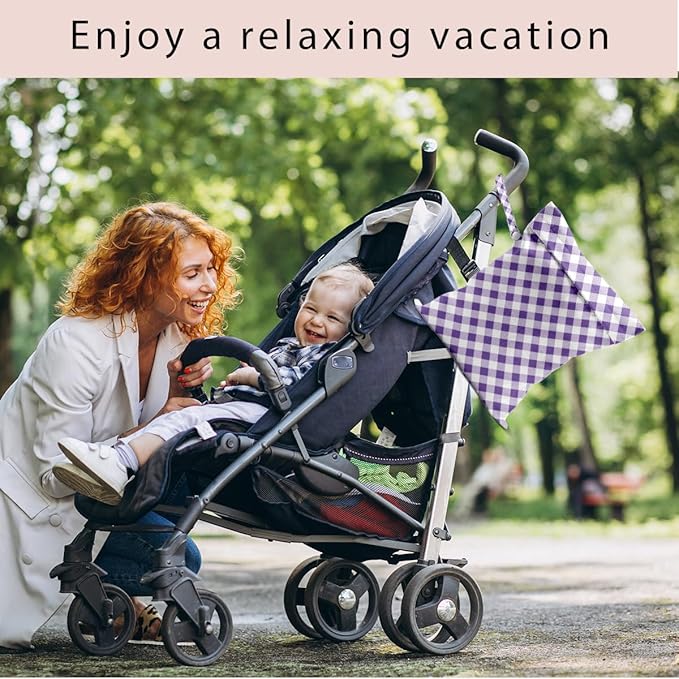 Wet Bag, 4Pcs Wet Dry Bag Set, Reusable Waterproof Bags with Color-Block Plaid for Women, Practical for Beach Outings, Pool Time & Daily Storage