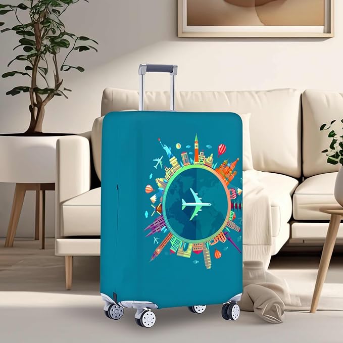 Travelkin Luggage Covers For Suitcase Tsa Approved,Suitcase Cover Protector Fit 18-32 Inch Luggage (Dreaming Blue-XL)