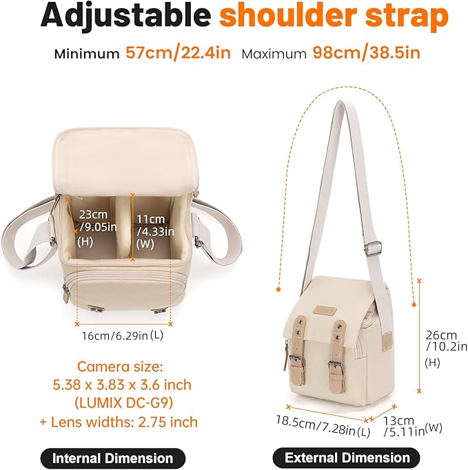 Cwatcun Camera Sling Bag for Women， Small Crossbody Bag Canvas Purse Compatible for Canon, Nikon, Sony Mirrorless Cameras & Lenses Cute Retro Beige