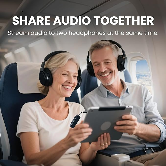 Avantree Relay – Airplane Bluetooth Adapter for AirPods, Bose & Wireless Headphones, Qualcomm Chip, aptX Adaptive & HD Audio Transmitter, 25Hrs Battery, 3.5mm AUX for Flight, Travel & Gym