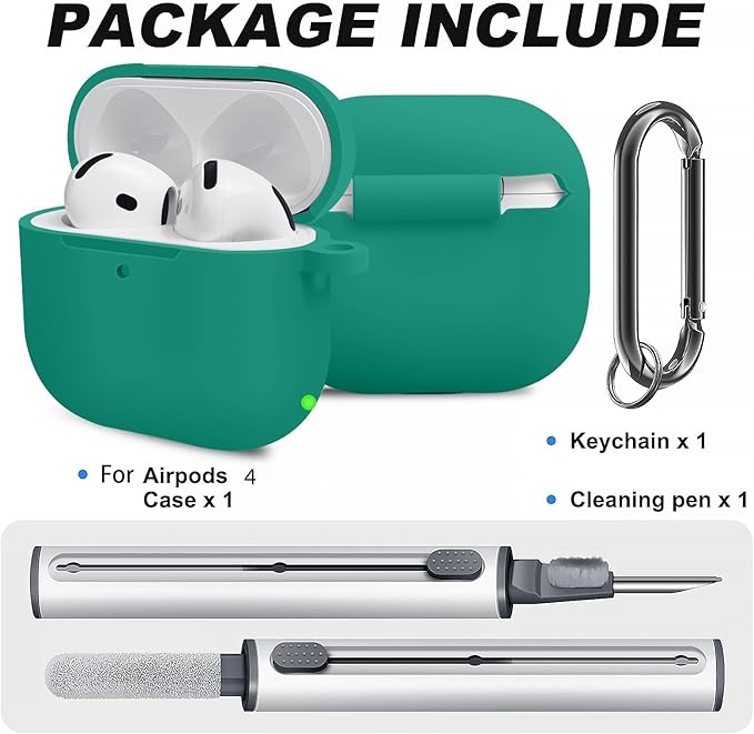 for Airpods 4th Case Cover, Come with Cleaner Kit,Soft Skin Silicone Case Cover with Keychain, Full Protective Case for Men and Women, Compatible with AirPods 4th Generation Case,Ocean