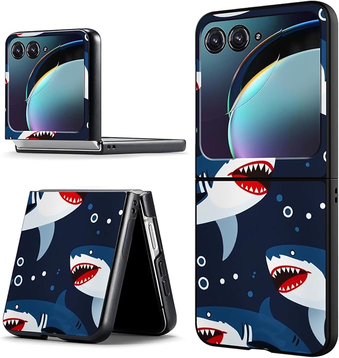 for Motorola Moto Razr 2024 Case,Moto Razr 50 Phone Case Cute Slim Hard PC Ultra-Thin Anti-Scratches Shockproof Protective Cover,Cartoon Shark