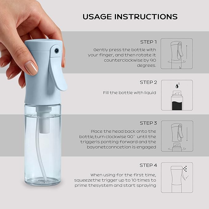 Spray Bottle for Hair, 2 Pack 95ml Small Continuous Water Mist Spray Bottle, Ultra Fine Mist for Face, Hairstyling, Salon, Cleaning, Toners, Hydration & Makeup, Travel Size Leak-Proof Bottles Blue