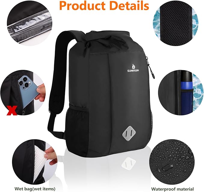 Dry Bag Backpack, 20L Dry Bag Waterproof with Waist Pouch and Phone Case,Roll top Dry bag for kayaking,Marine dry bag for Kayaking, Beach, Rafting, Boating, Hiking, Camping and Fishing
