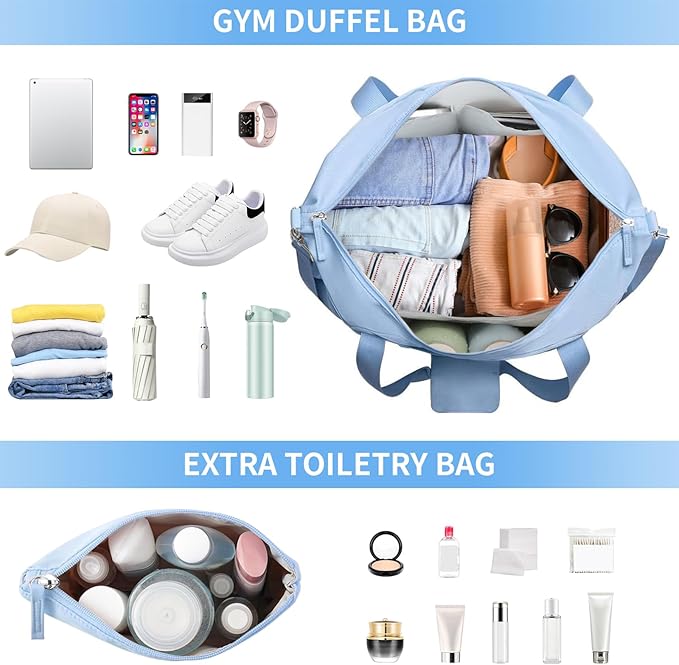 ETRONIK Gym Bag for Women, Personal Item Travel Bag with Shoes Compartment, Weekender Overnight Duffel Bag with Wet Pocket, Carry On Bag for Women, Travel, Gym, Weekend