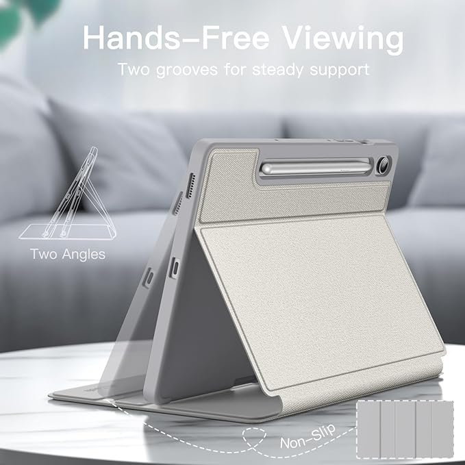 JETech Case for Samsung Galaxy Tab S10 Lite / S10 FE / S9 FE 10.9-Inch with S Pen Holder, Slim Folio Stand Protective Tablet Cover, Multi-Angle Viewing (Silver)