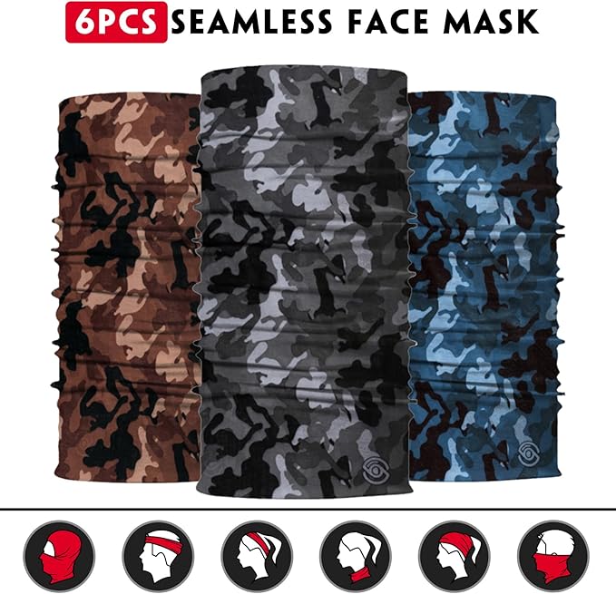 Neck Gaiter for Men Women Headwear Bandana Head Wrap Face Scarf Mask Cover Warmer Balaclava-Seamless & Versatile