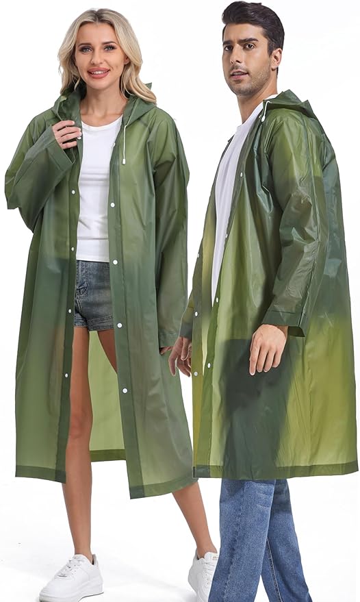 2PCS Rain Ponchos for Adults Reusable Rain Coats for Adults Rain Jackets Raincoats for Men Women