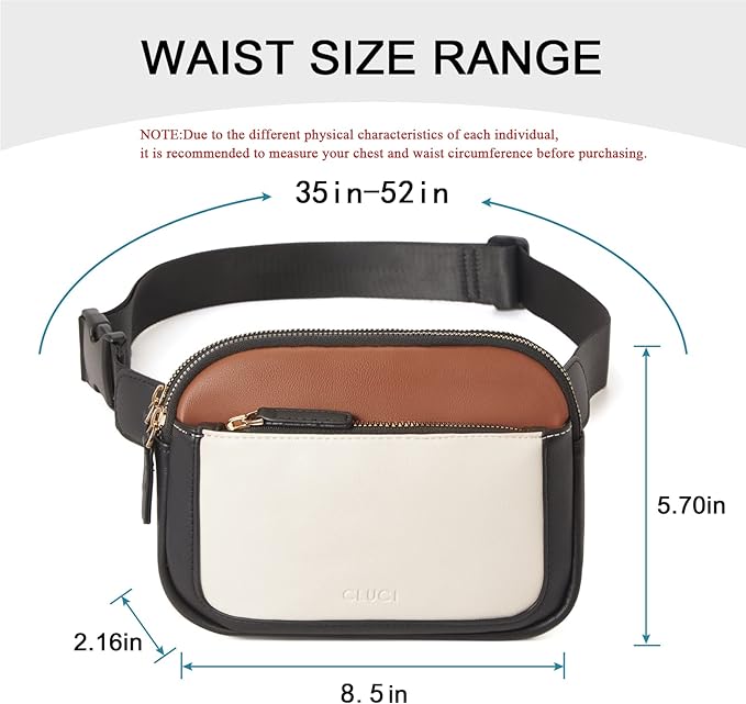 CLUCI Fanny Packs for Women Cross body, Belt Bag for Women, Mini Everywhere Crossbody Waist Bag Adjustable Strap, Vegan Leather Women's Fanny Pack
