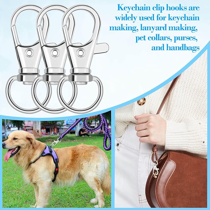Keychain Hook Clip, 50Pcs Swivel Snap Hook Lobster Claw Clasp Small Metal Swivel Key Chain Clip Hook Keychain Hardware for Keychain Making, DIY Crafts, Lanyard Making, Pet Collar