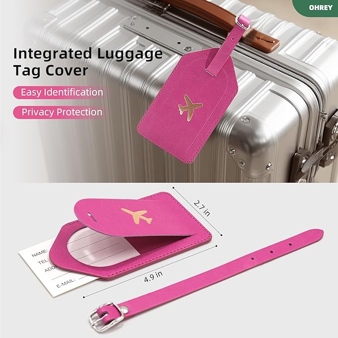 Passport Holder for Travel with Luggage Tag Cover – RFID Blocking Passport Wallet for Women & Girl | Leather Passport Cover/Passport Case with Extra Money Pocket & Magnetic Clasp – Pink
