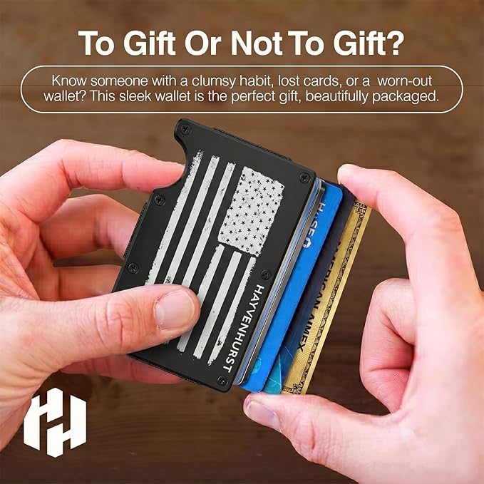 Hayvenhurst Wallet for Men - Slim RFID Blocking Metal Wallet with Money Clip, Minimalist Front Pocket Credit Card Holder, Small Mens Wallet