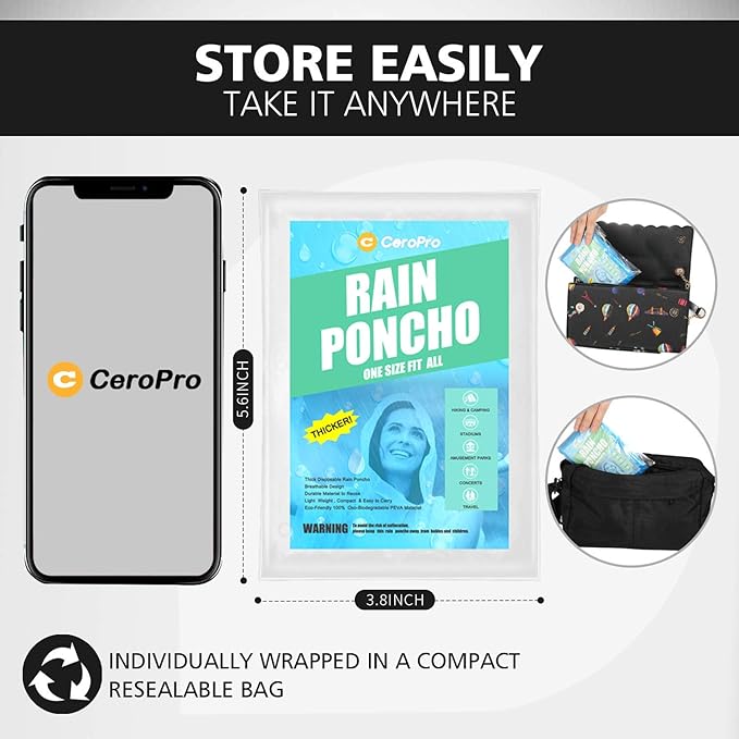 Disposable Rain Ponchos Family Pack Emergency Waterproof Clear Ponchos with Hood Disposable Raincoat 10 Pack (5 Adult 5 Kids)
