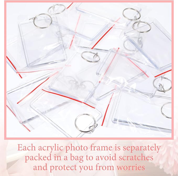 Yaomiao Acrylic Photo Frame Keychain Holder Photo Picture Insert Blank Keyring for DIY Craft