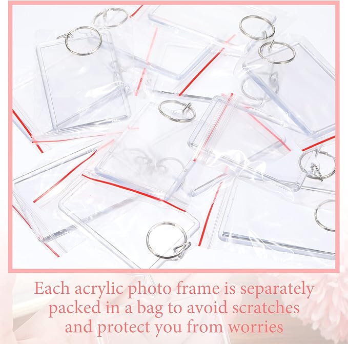 Yaomiao Acrylic Photo Frame Keychain Holder Photo Picture Insert Blank Keyring for DIY Craft