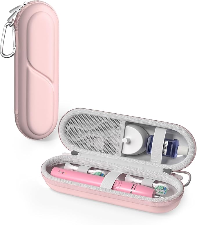 ProCase Toothbrush Travel Case for Oral-B/Oral-B Pro 1000 1500 5000 7000 7500 6000 9600/Philips Sonicare 4100 5100 1100 6100 5300 Oral-B iO Electric Toothbrush Portable Hard Container -Pink