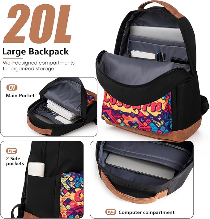 Cosbarn Carry On Luggage 22x14x9 Airline Approved, Hardside 20 Inch Carry on Suitcases with Wheels, Hard Shell ABS Lightweight Carry on Luggage Set, Travel Suitcase Set with TSA Lock, Black