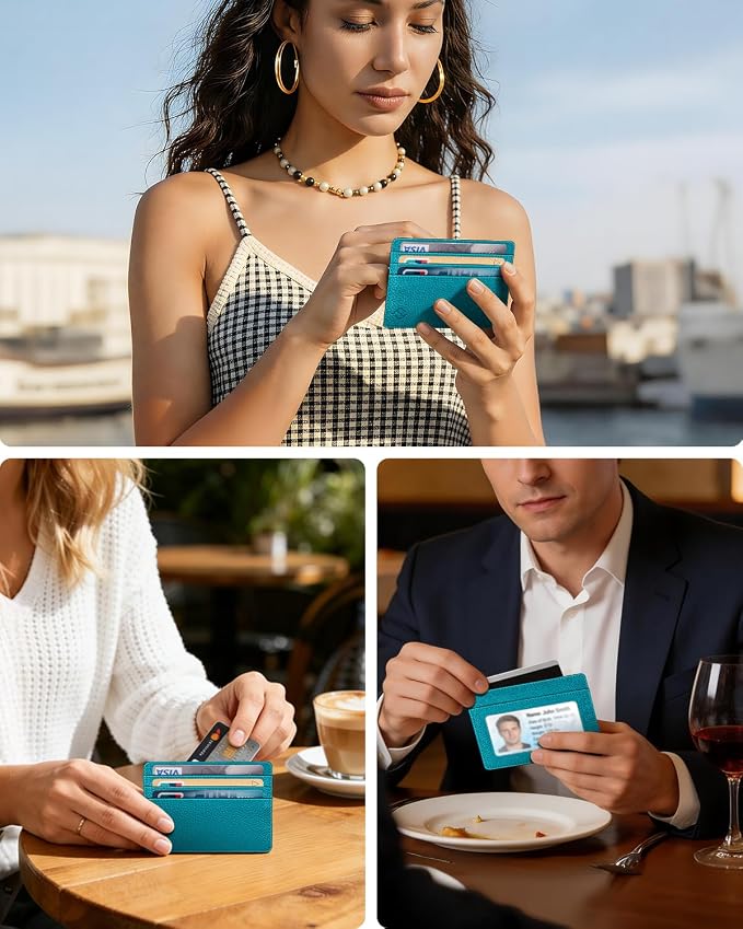 FINTIE Slim Minimalist Front Pocket Wallet, RFID Blocking Credit Card Holder Card Cases with ID Window for Men Women, Legacy Teal