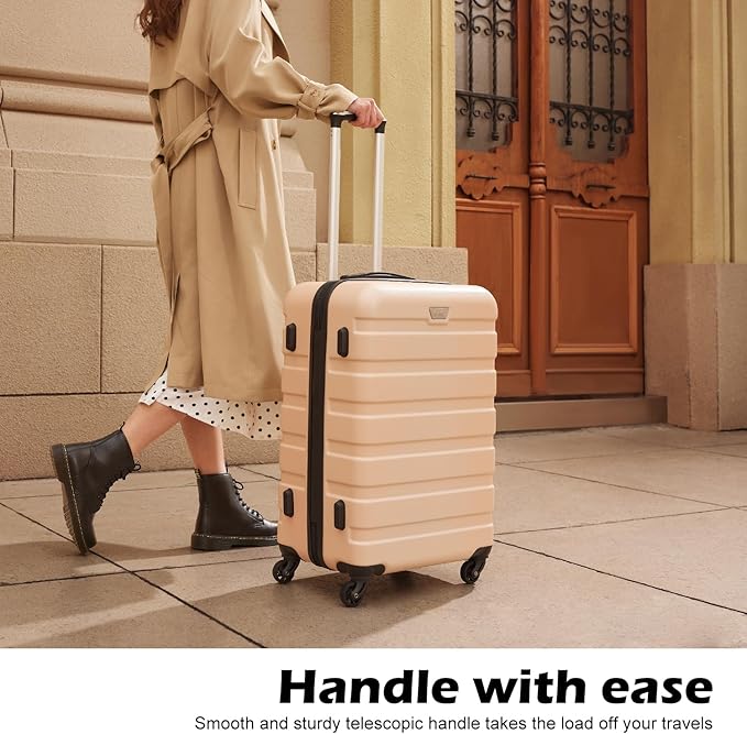 Coolife Luggage 3 Piece Set, Lightweight Durable Hardshell Suitcase set with 360° Spinner Wheels, TSA-approved Lock, Checked Family Travel Luggage sets, 20/24/28 Inch, Yellow