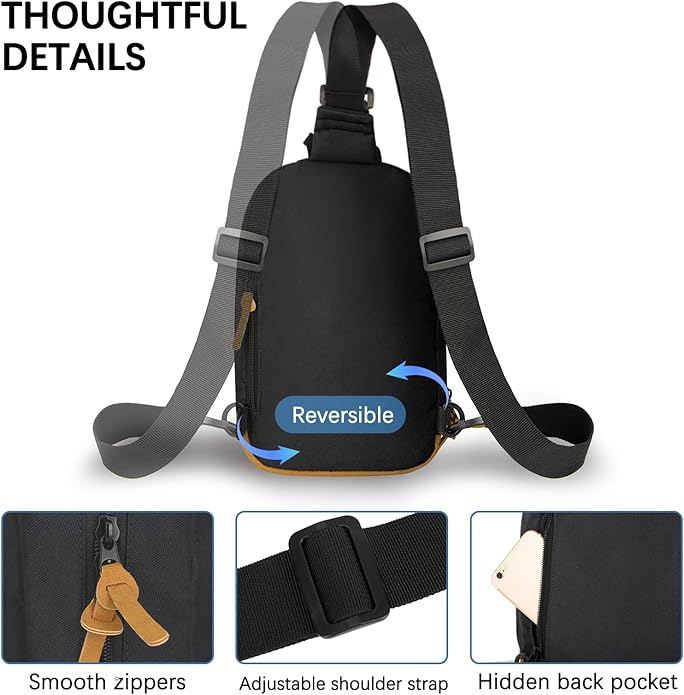 Goloni Sling Bag Crossbody Shoulder Bag for Men Women,Waterproof Lightweight Casual Daypack with Multi-Pockets