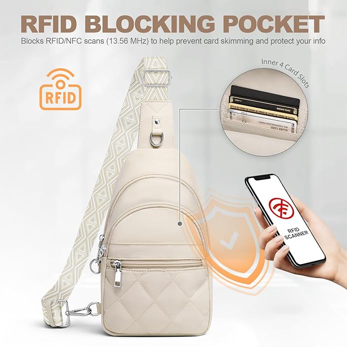 SYTRAH Sling Bag for Women, Anti-Theft RFID Crossbody Bag Nylon Sling Purse for Travel, Puffy Small backpack