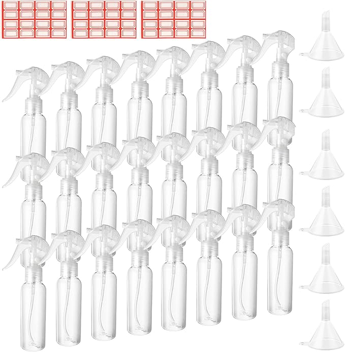 Molain 24Pcs Small Spray Bottles, No Leak And Clog Mister Spray Bottle, 3.5oz/100ml Empty Refillable Containers Reusable Liquid Container for Essential Oils Water Squirt