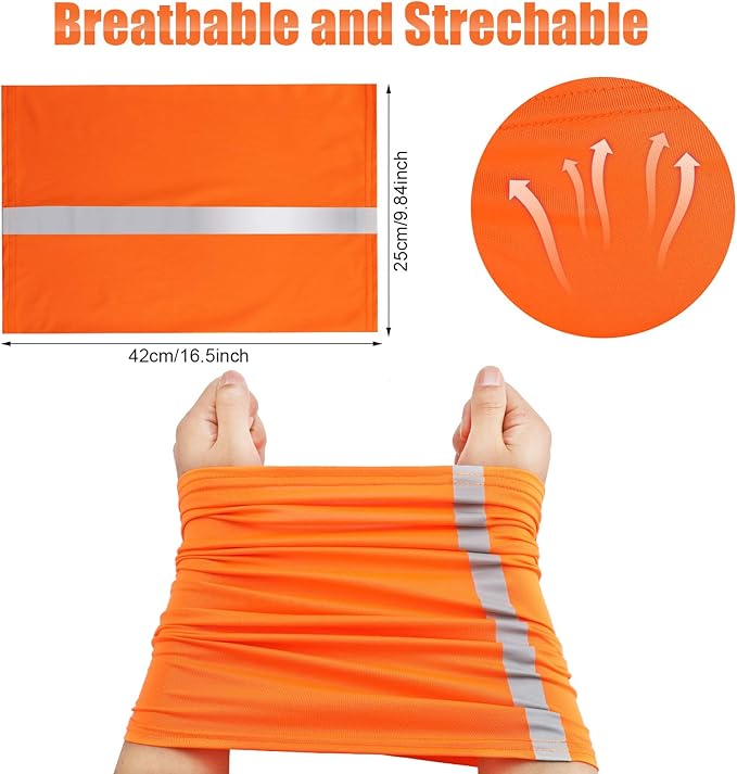SATINIOR 8 Pcs Neck Gaiter Face Mask, Reflective Summer UV Protection Cooling Scarf Neon Breathable Bandana for Men Women