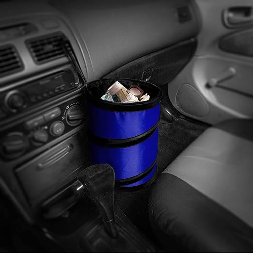 FH Group Automotive Waterproof Portable Collapsible Small Trash Can Garbage Container fits Most Cars,Polyethylene, SUVs, and Trucks Blue