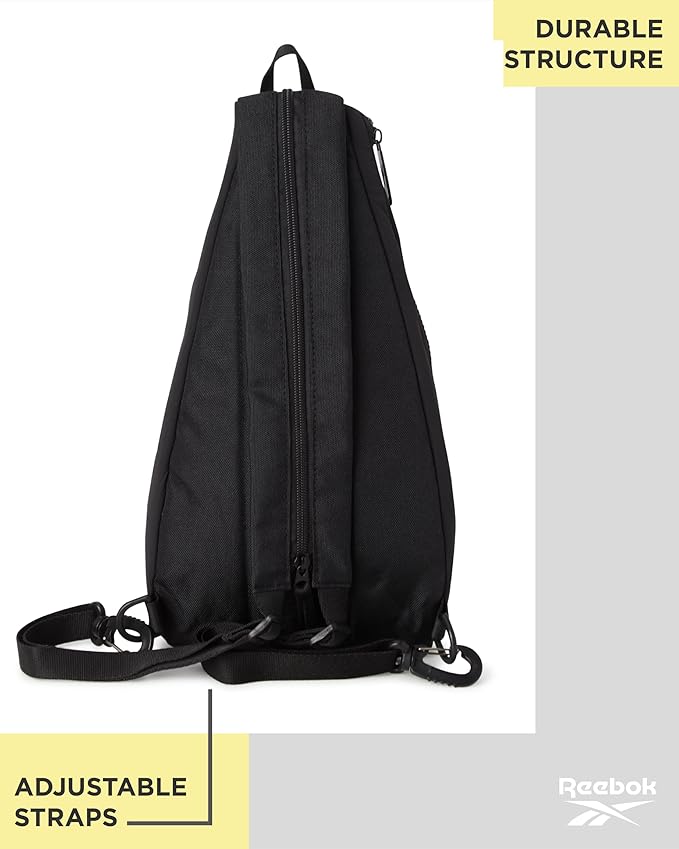 Reebok Unisex Crossbody Bag - Convertible Compact Durable Cross Body Bag for Women and Men - Gym and Travel Essentials, Size One Size, Maeve Black