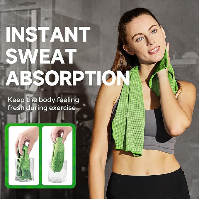 4 Pack Cooling Towels (40"x12"), Cooling Towels for Neck and Face, Gym Towel for Working Out, Soft Breathable Microfiber Ice Towel for Yoga Sport Running (Pink, Green, Light Gray, Light Blue)
