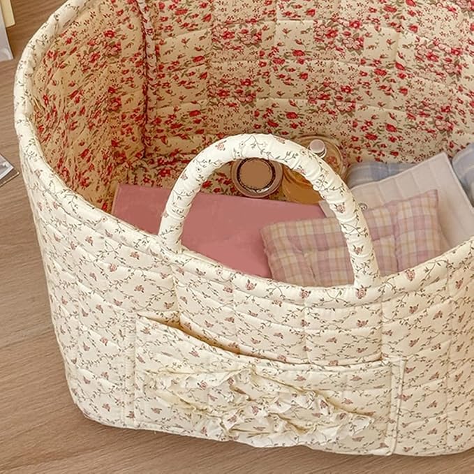 Floral Fabric Storage Basket Car Interior Storage Basket Underwear Sundries Laundry Baskets Supplies Home Organizer Bag (style 4)