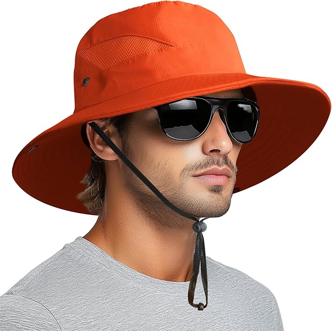 PFFY Sun Hats for Men Women Wide Brim Bucket Hat UPF 50+ Outdoor Beach Hiking Fishing Hat