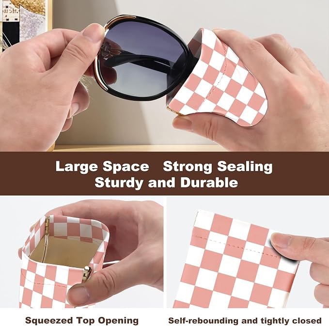 Anikathy 2Pcs Sunglass Eyeglass Glasses Case Soft PU Leather with Cleaning Cloth Cute Glasses Pouch Bag for Men Women Girs