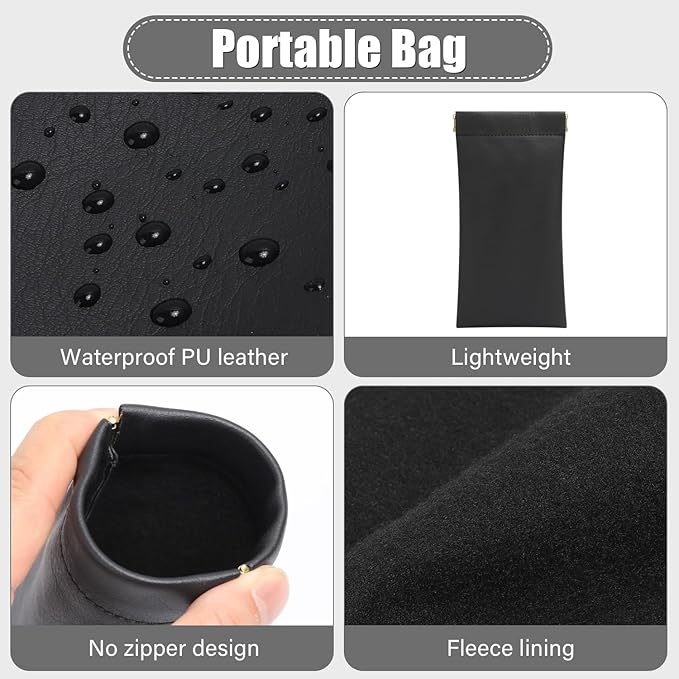 Sightor Sunglass Case, 2 Pcs Soft Eyeglass Cases for Women Portable Squeeze Top Leather Glasses Pouch